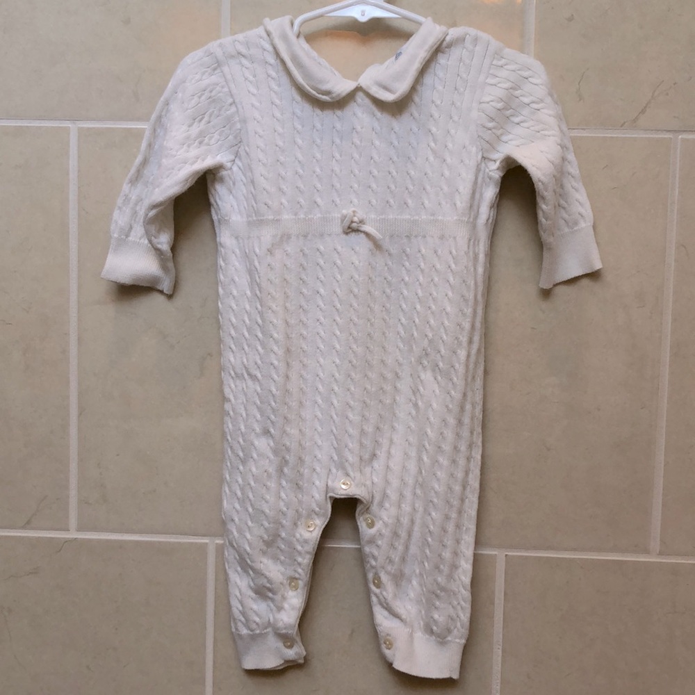 Ralph Lauren Layette Baby One Piece Cable Sweater Sz 6 Mos.
